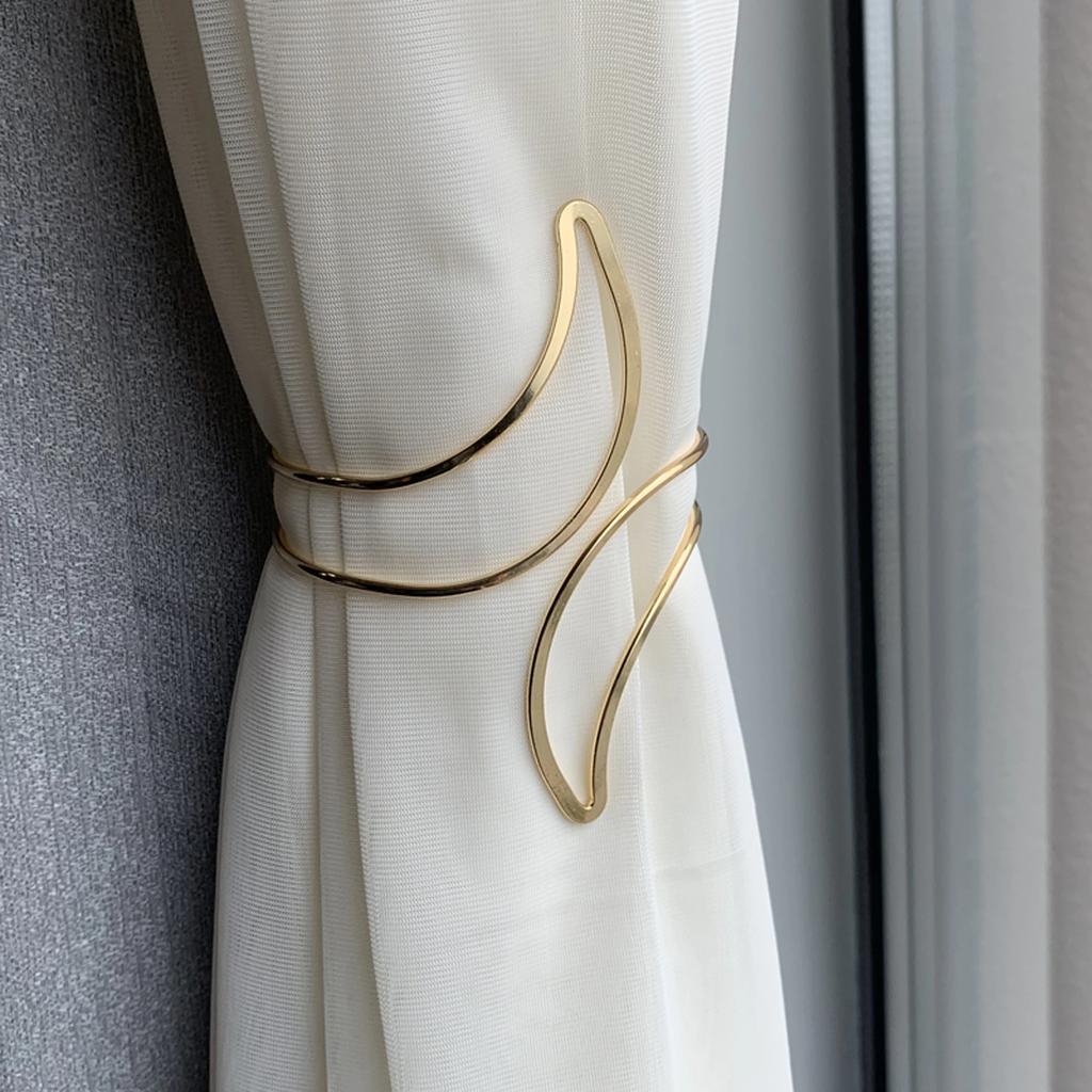 2025 2pcs Metal Moon-shaped Curtain Hooks, Curtain Ties for Rooms, Bedrooms and Living Rooms, Curtain Buckle Arm Ring
