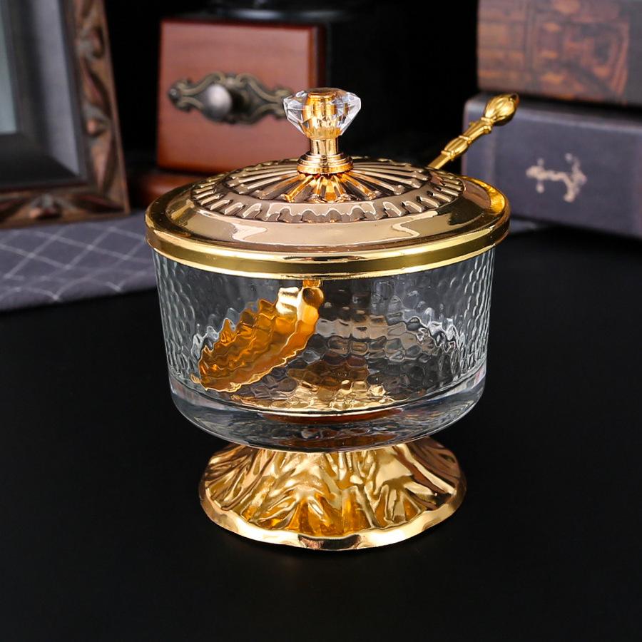 Europäischer Haushalt Schmiedeeisen Glas Zuckerdose Haushalt Küche Salz Gewürzdose Sojasauce Essigdose Wohnzimmer Dekoration Snackbox