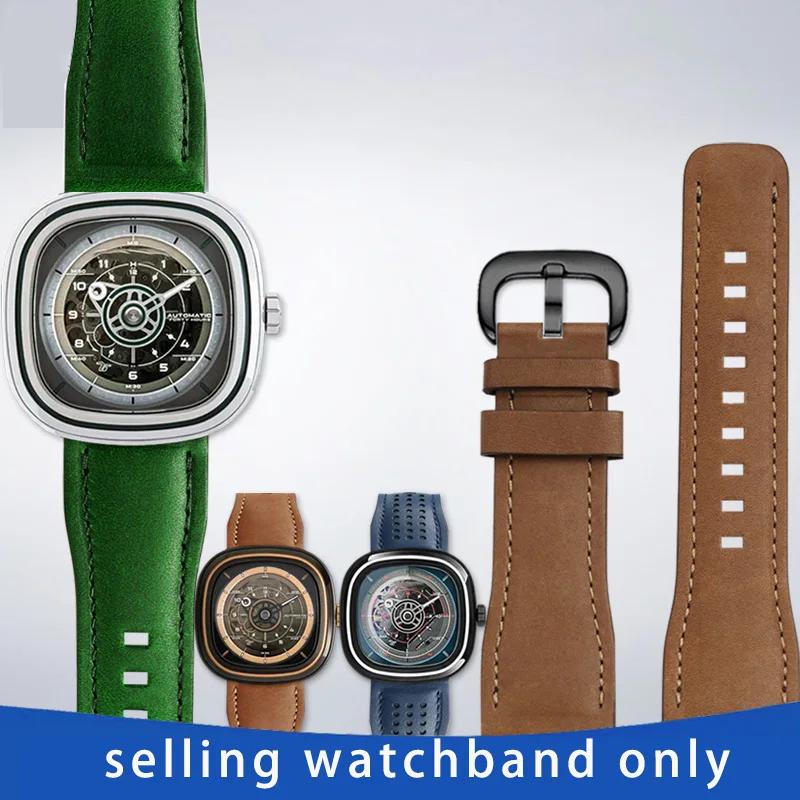 Rindsleder-Armband für Sevenfriday Uhr T1 T2 T3 Serie Uhrenarmband 26mm Herrenarmband Armband Zubehör braun grünes Armband