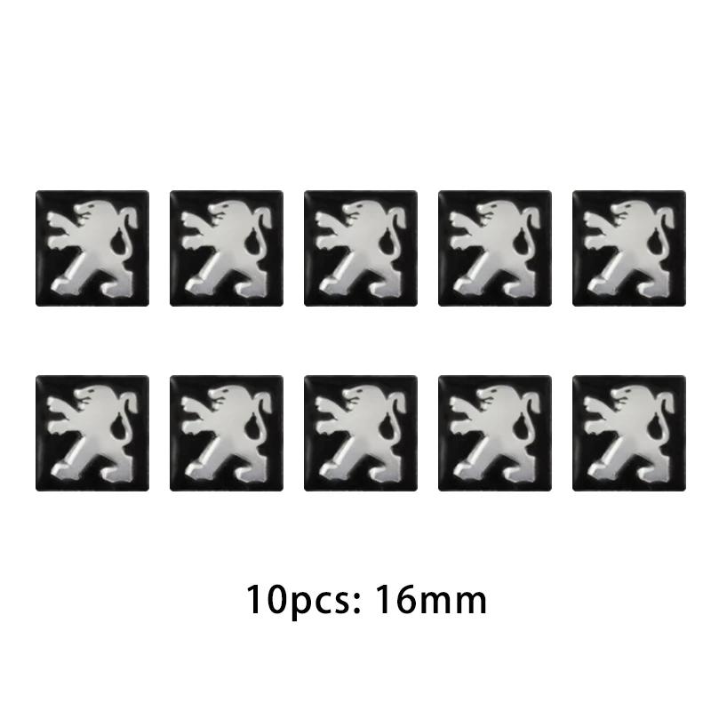 2026 Hot Car Sticker 5/10PCS/lot 16mm Car Key Shell Square Emblem Symbol Sticker For Peugeot GT 206 3008 308 T9 208 508 207 408 