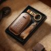 Vintage-Style Genuine Leather Key Cover for Old Volvo