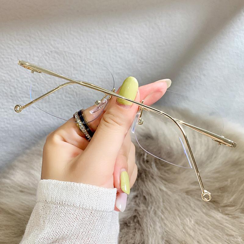 Seemfly Blålysblokkerende Innfatningsløse Myopibriller Kvinner Metallinnfatning Gjennomsiktige Briller Briller Nærsynt -1.0 Til -4.0