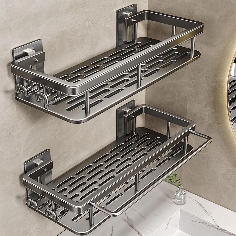 Punch-Free Aluminum Bathroom Storage Shelf