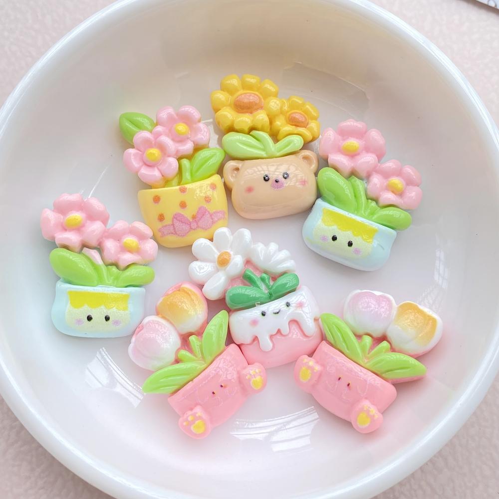10PCS New Models Colorful Cartoon Animal Flowers Series Resin Scrapbook DIY Jewelry Hairpin Headrope Decoration Crafts