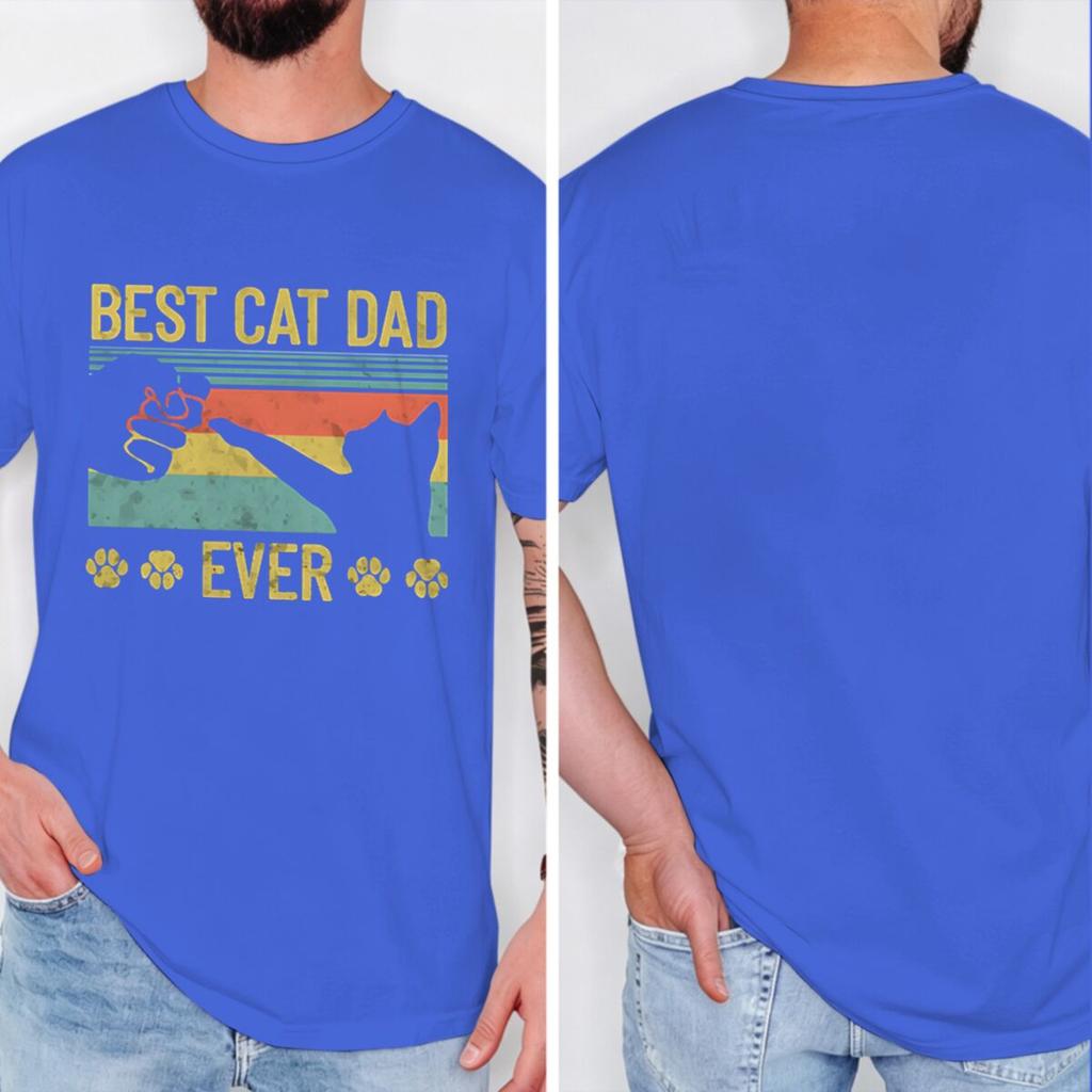 Funny Cat Dad Fashion Summer Tops Best Cat Dad Ever Tshirt For Unisex Fathers Day Gift New Crew Neck Tshirts