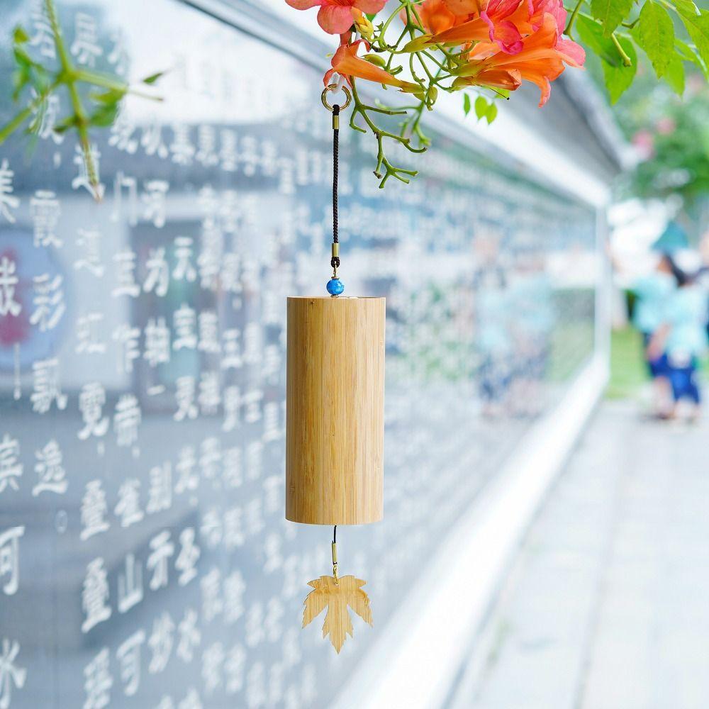 Handmade Bamboo Wind Chimes Hand Cranked Yard Pendant Musical Windchime  Yoga Studio