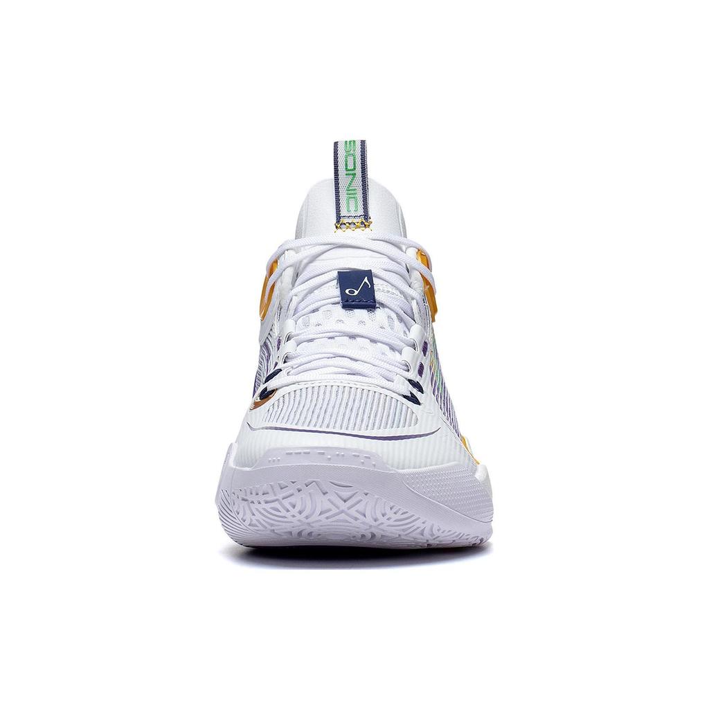 Li Ning SONIC 10 Ultra Abrasion Resistant Breathable Mid Top Basketball Shoes Men's White Purple ABAS145-4