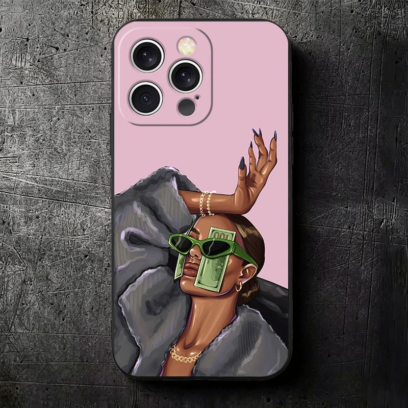 Girl Boss Lady Pink Soft Phone Case for iPhone 16 16E 17 Air 15 Pro Max 14 Plus 13 Mini 11 12 7 Black Cover Back Shell