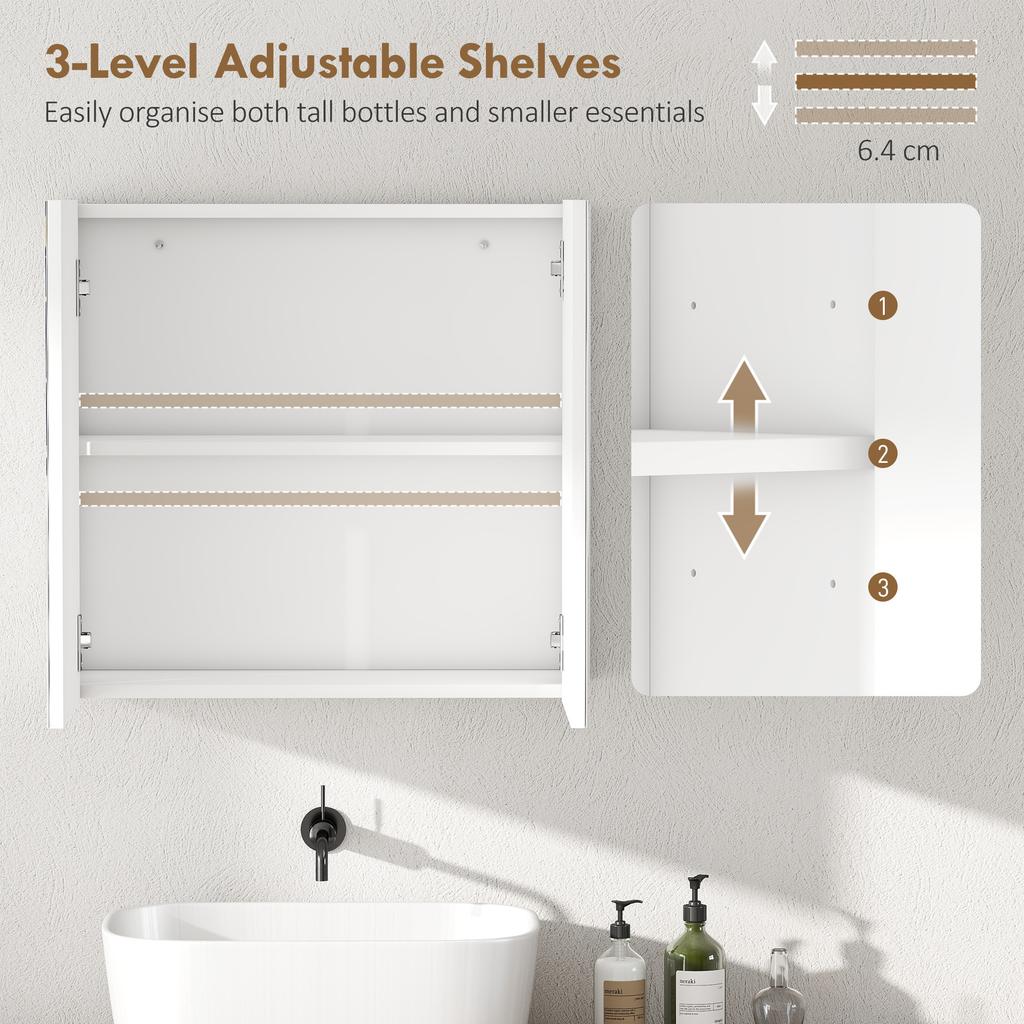 Double-Door Bathroom Mirror Cabinet - White