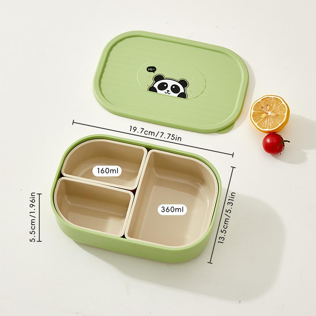 Cute Plastic Divided Lunch Box For Kids Students Portable Sealed Detachable 3 Grids Fruit Salad Food Container Microwave Safe