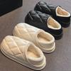 Women's Winter Heeled Cotton Slippers Plush Outdoor Shoes Men's Thick-Soled Soft Home Slippers