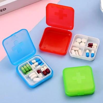 Mini Tragbarer Pillen-Organizer-Behälter 4 Fächer Pillendose Tabletten Aufbewahrungsbehälter Wöchentliche Medikamenten-Pillenbox Pillenetui Medikamentenspender