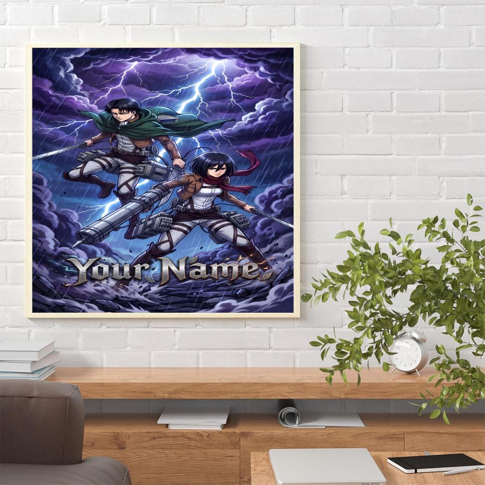 Attack Titan Personalized Name Diamond Paintings Mosaic Wall Round Diamond Art Painting Kits Embroidery Crystal Accessories Frameless