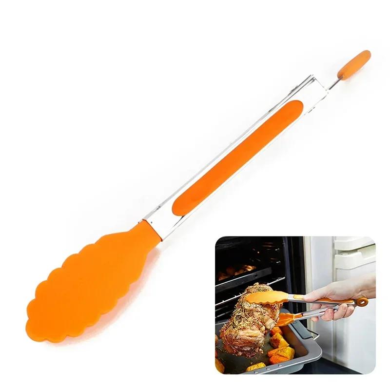Lebensmittelzange, Küchenzange aus Edelstahl, Silikon, Nylon, rutschfeste Kochklammer, Klemme für Grill, Salatwerkzeuge, Grill, Küchenzubehör