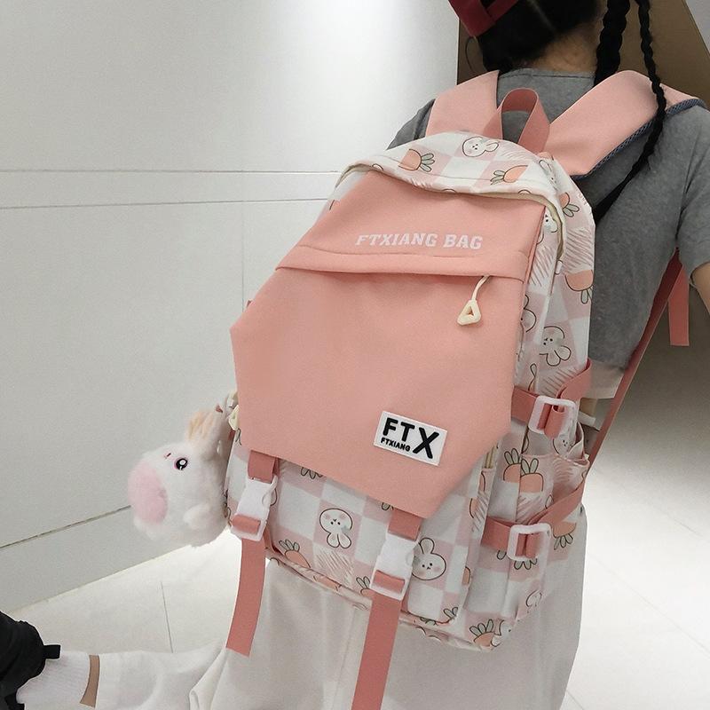 School Bag Elementary School Girl Junior High School Student High School Student College Student Cute Backpack Contrast Color Backpack