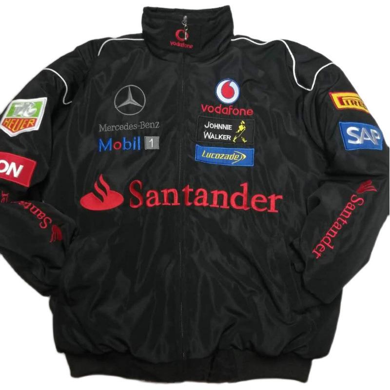Amerikanischer Retro F1 Rennanzug: Bestickte Motorradjacke
