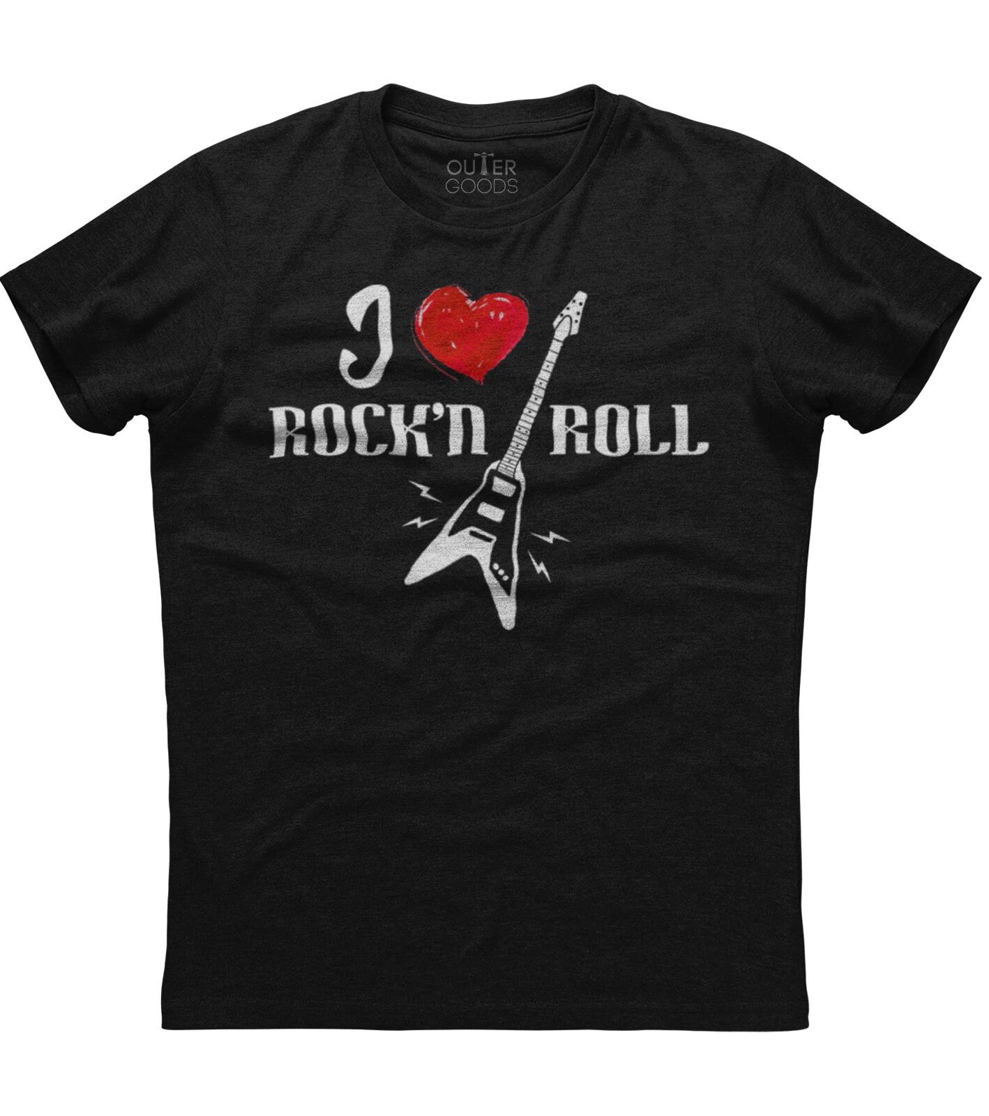 I Love Rock And Roll Band Concert Mens Short Sleeve Cotton Black T-shirt 4XL