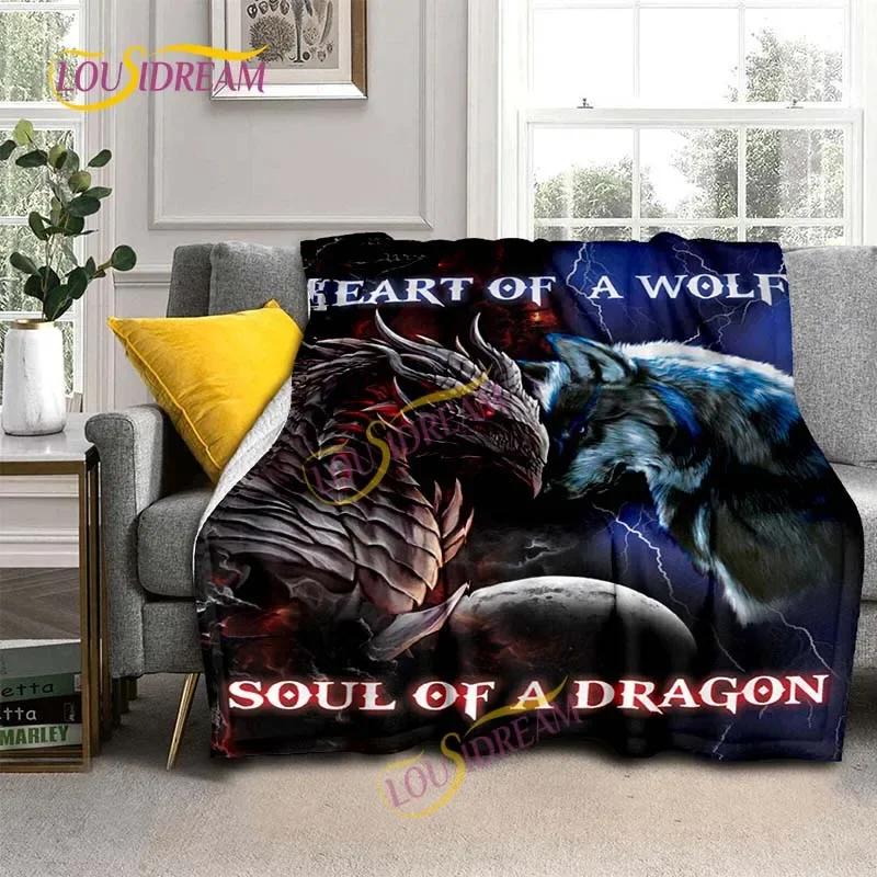 

Blanket sofa bed blanket animal super soft warmth wolf, dragon and tiger elements 3D printing blankets fleece blanket 75cm x 100cm