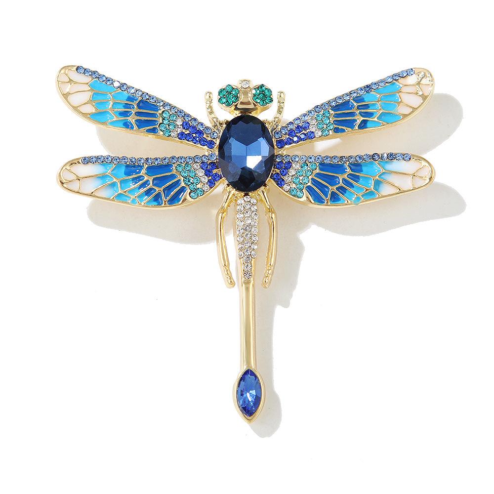 

Брошь в виде стрекозы в европейском и американском ретро-стиле с микроинкрустацией бриллиантами, металлическая булавка для пальто, корсаж из сплава, защищающего окружающую среду