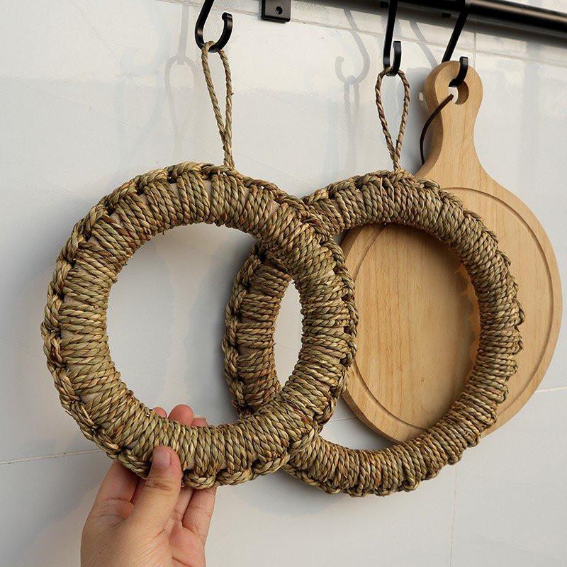 1Pc Straw Linen Rope Woven Round Ring Tableware Mat Placemat Coaster Pot Plate Pad Kitchen Table Decoration