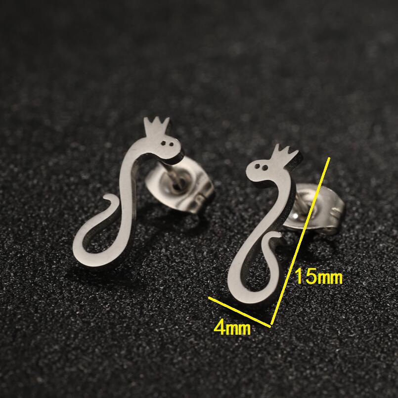 Mini Stainless Steel Cartoon Animal Earrings - Kitten, Deer, Snake, Bee Designs