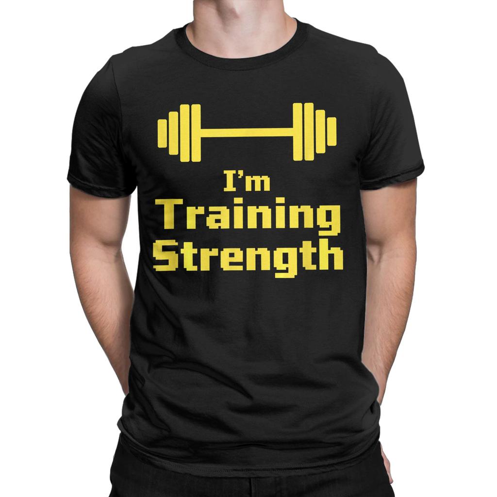Im Training Strength Barbell Fitness Weightlifting Wellness T Shirt Summer Pure Cotton T Shirts For Couple Popular Tshirt