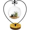 YY YEARCHY Ornament Stand Display Metal Stand Air Plant Stand Flower Pot Holder Iron Pothook Stand for Hanging Glass Globe Ball (Heart round wood