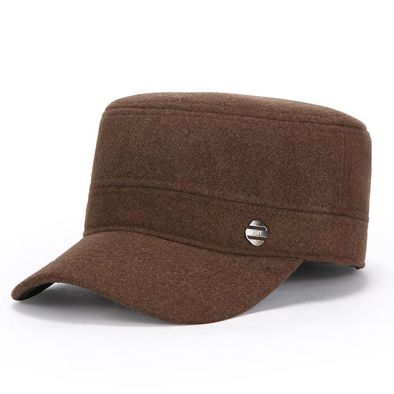 

Flat Top Warm Ear Protection Woolen Autumn Winter Thickened Hat For Dad Adjustable