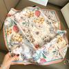 Pink flower silk silk scarf women's mulberry silk small square scarf fashion plain crepe satin high-end silk scarf professional scarf