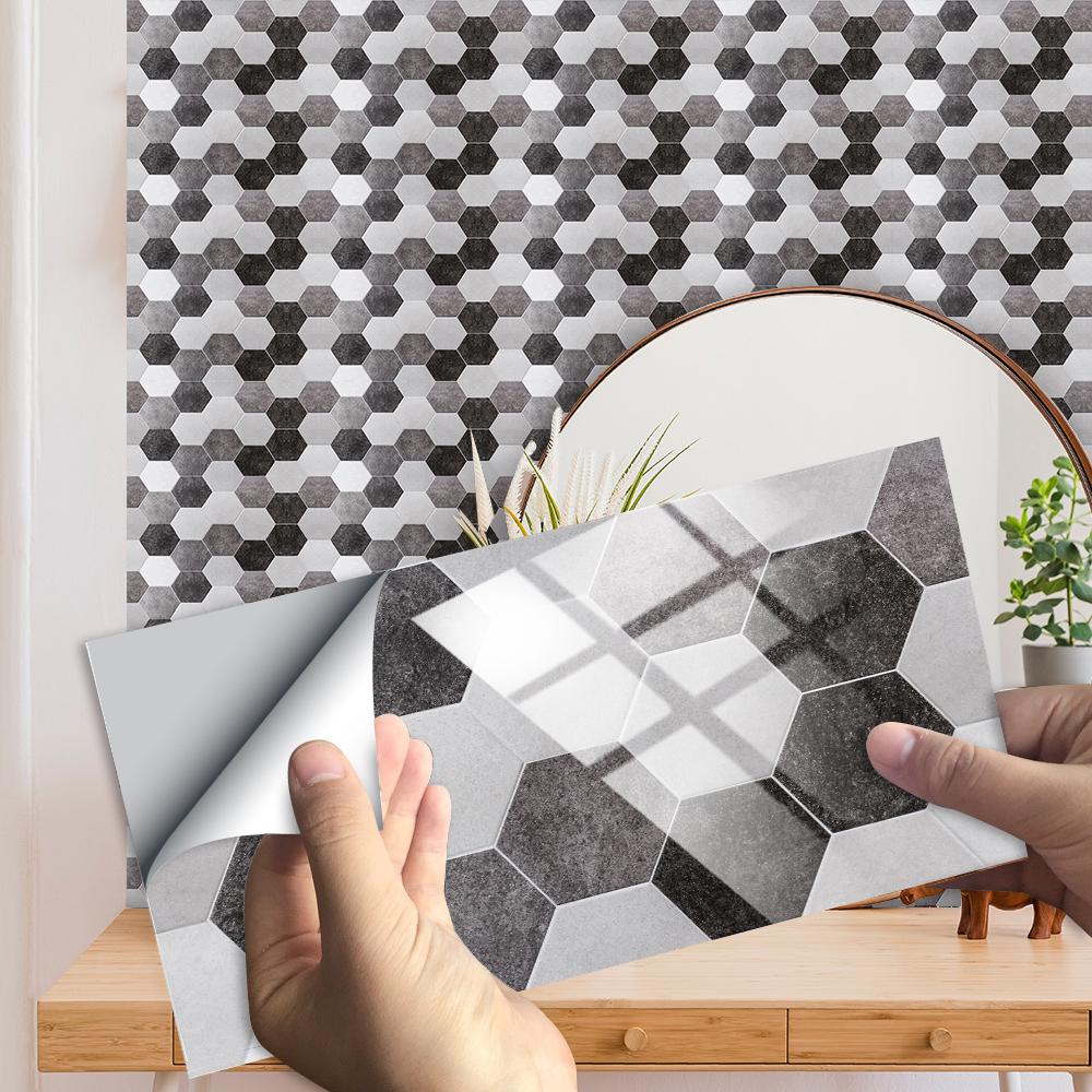 29 Styles Flat Marble Embossing Tiles Wall Sticker Kitchen Oil-proof Bathroom Waterproof Peel & Stick Hard Crystal Wallpaper