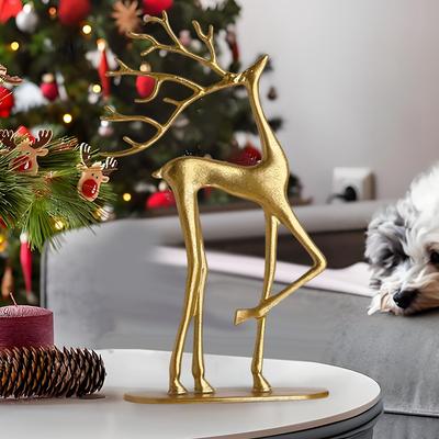 Resin Reindeer Statuette, Minimalist Christmas Decorative Element, Elegant Xmas Ornament, Modern Indoor Holiday Accent
