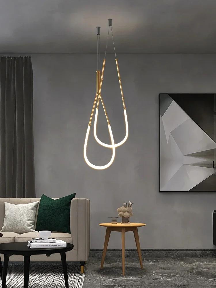 Italian New Restaurant LED Chandelier Modern Villa Living Room Creative Hanging Lamp Simple Living Room Duplex Floor Chandelier