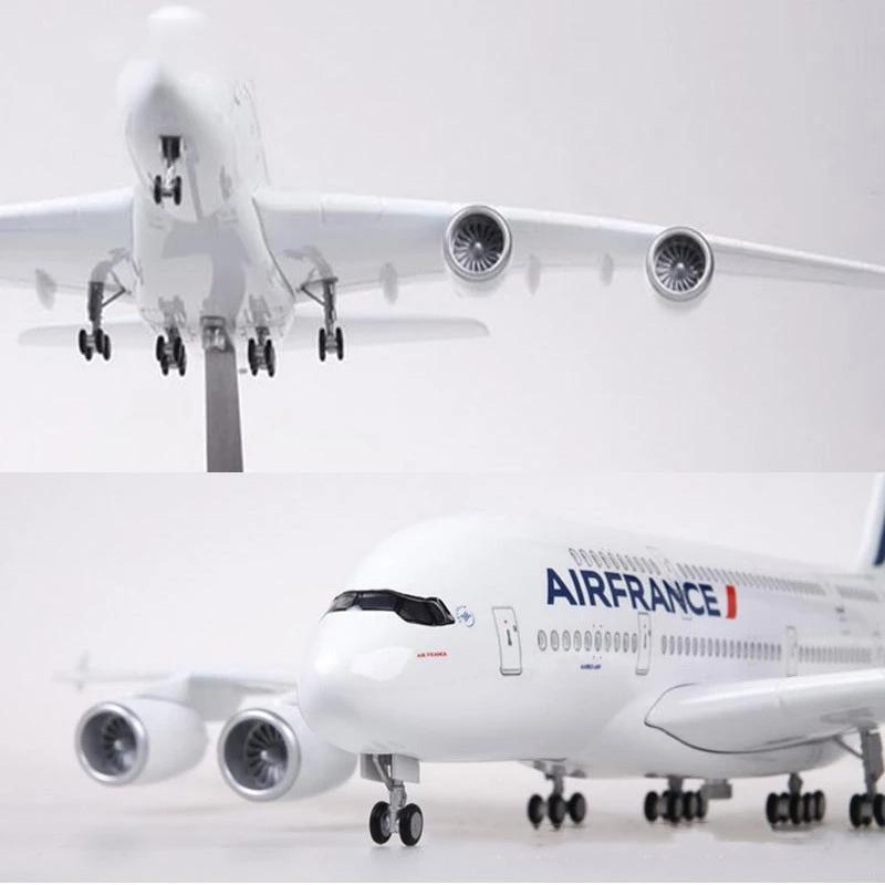47cm Aircraft Model Air France A380 Airlines Model Plane Airplane Resin Diecas Simulation Static Passenger Material Aviation