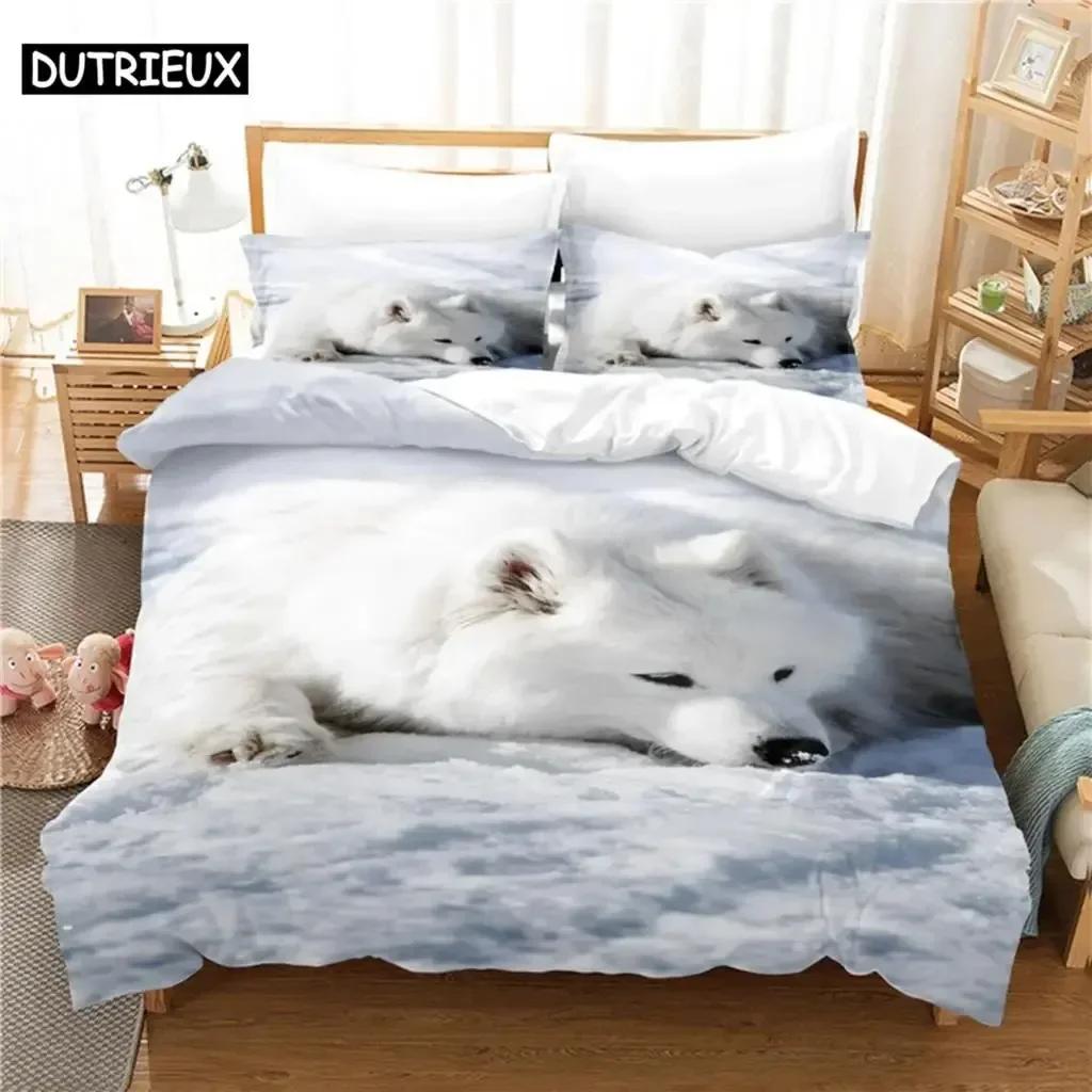 Adorable Lovely Dog Comfortable with Soft Fabric Duvet Comfortable Quilt Cover Pilowcase Beding Set Children Bedrom Decoration Home Textile