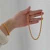 Gold-Plated Twisted Chain Bracelet: Stainless Steel Hip-Hop Punk Jewelry for Women
