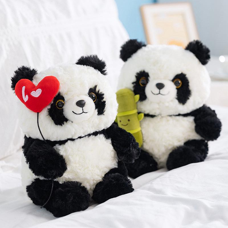 Funny Cartoon Panda Hua Hua Plush Doll with Bamboo Heart - Small Exquisite Gift