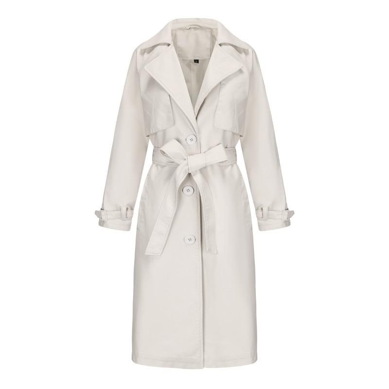 Trench coat da donna giacca lunga larga giacca di pelle da donna OVERSIZE giacca classica con bavero con cintura