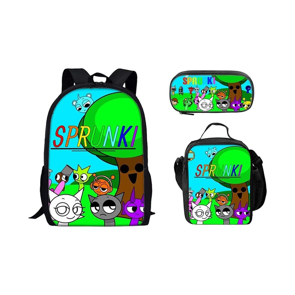 Box Printed Backpack Music Game Student Schoolbag Lunch Bag Pencil Case Set