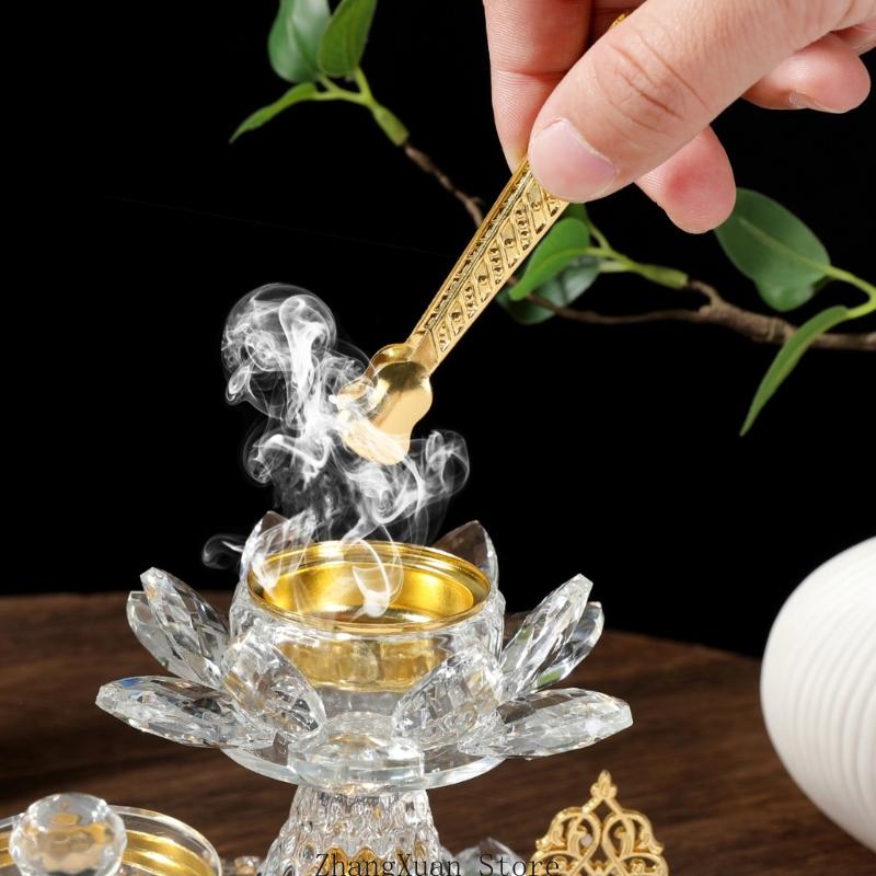 3XUF Arabic Glass Incenses Burners Kits With Mirrored Tray And Tongs Storage Jar Set For Spiritual Practices Ramadans Decors