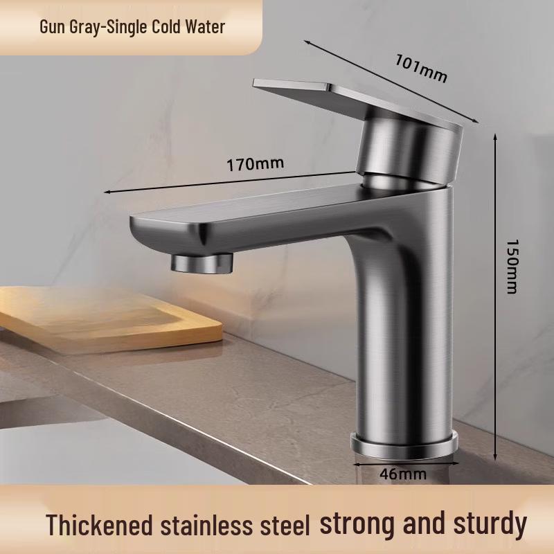 Yuzhuxun HC Gunmetal Grey Stainless Steel Basin Faucet