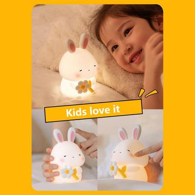 Rabbit Night Light Bedside Lamp for Breastfeeding Dimmable Rechargeable Nursery Nightlight Room Decor for Girls Boys Toddler