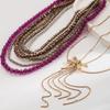 European and American New Retro Bohemian Style Multi-layer Beaded Necklace for Women, Exaggerated and Elegant Multi-layer Dragonfly Tassel Choker