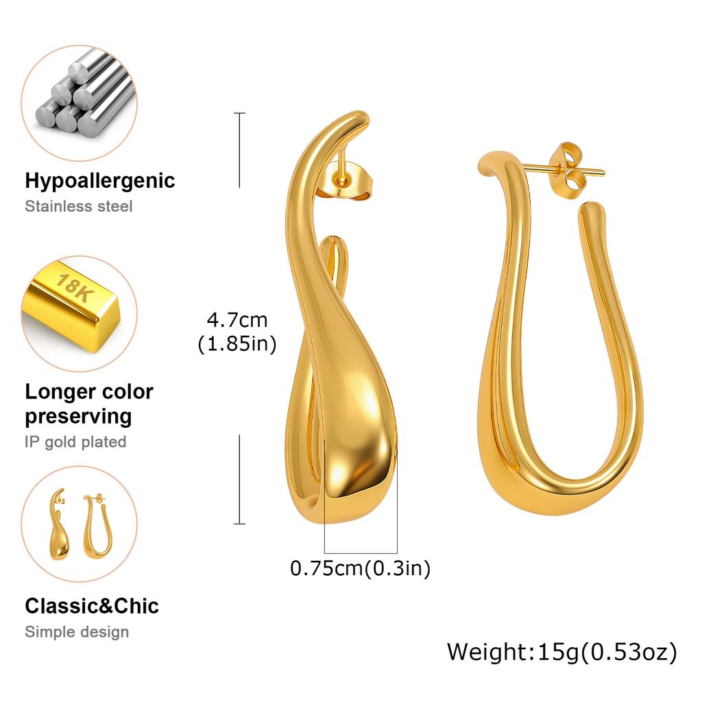 Unique Stainless Steel Stud Earring for Women, 18K Gold Color Plated Geometric Statement Earring Jewelry Wholesale