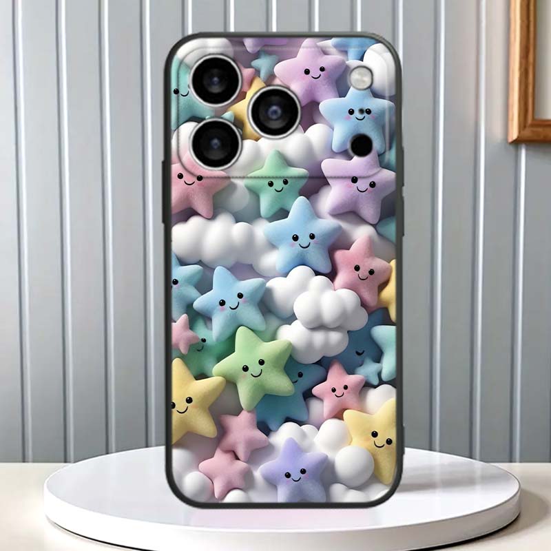 Cartoon Animals Cute Phone Case For Apple iPhone 17 16 16E 15 14 13 12 11 Pro Max Plus Black Soft Silicone
