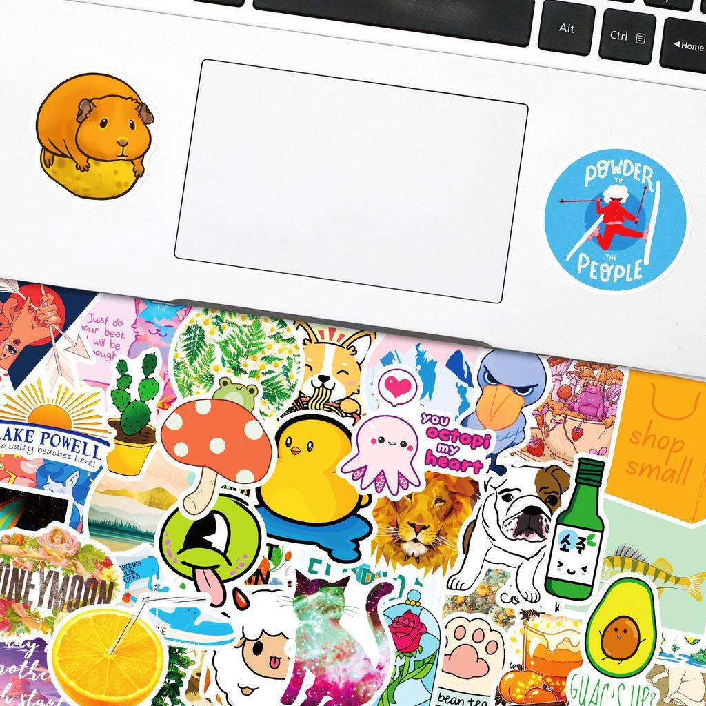 100 Small Fresh Stickers, Cute Cartoon Stickers Skateboard Guitar Luggage Removable Stickers