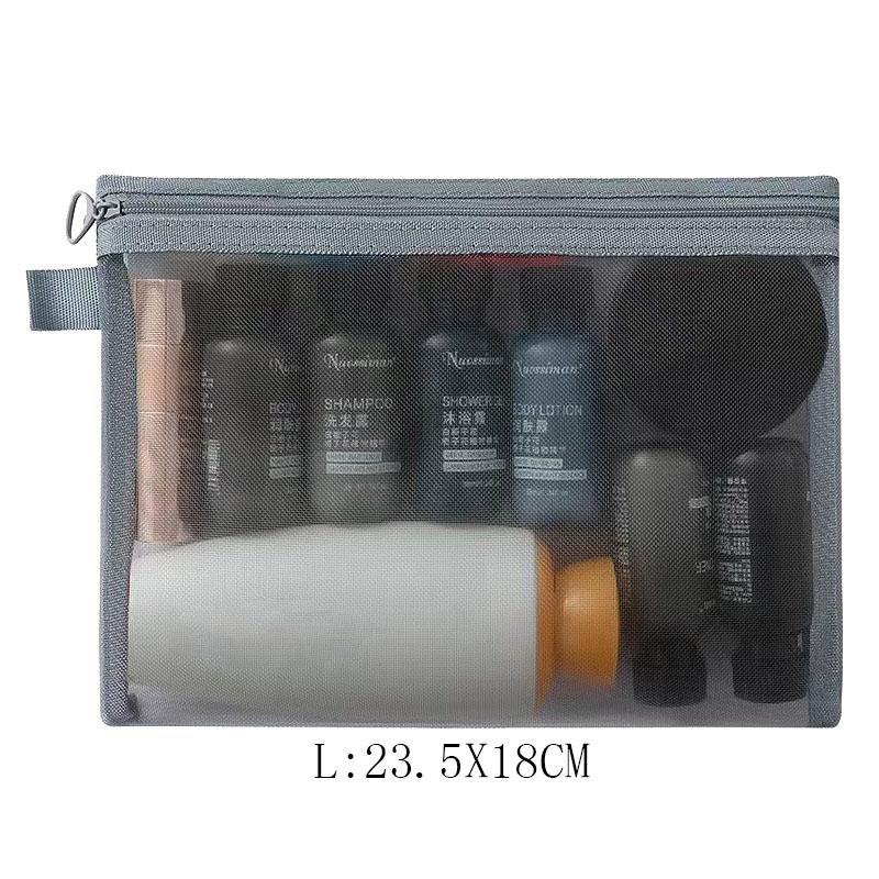 Fashion Small Large Black Organizer Toiletry and Makeup Pouch Transparent Mesh Zipper Cosmetic Bag Women Necessary Organizer