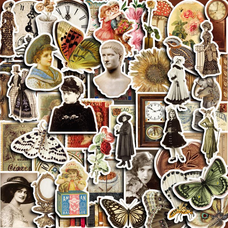 

Vintage Women s Planner Stickers & Aged Pattern Phone Case with Characters & Butterflies