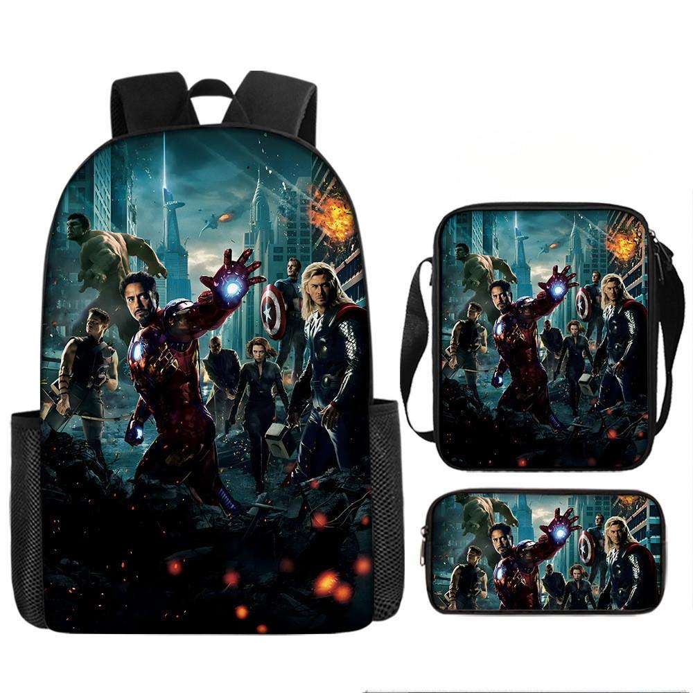 Printed Avengers The Backpack Set Oxford Fabric Pencil Case Essentials School