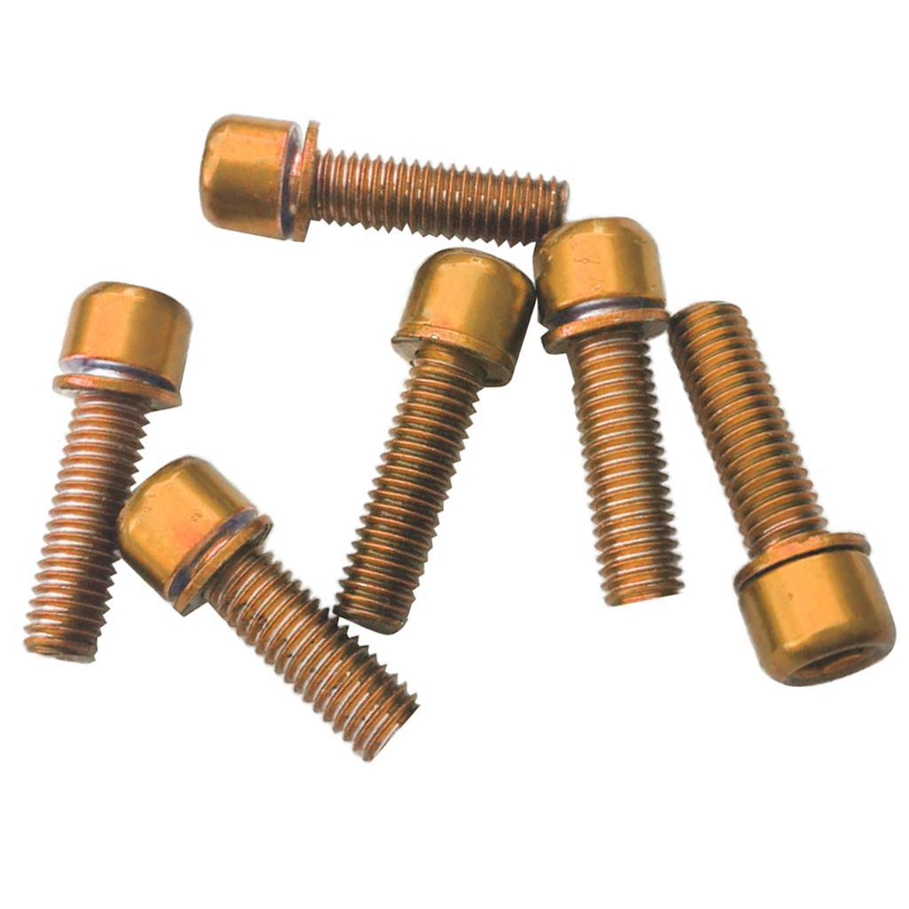 Set of 18Pcs, Cycling Bike Screws M5 x 18 Carbon Steel Bicycle Disc Brake Caliper Bolts (6 6 Gold +