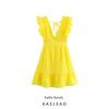 Kaslead New Arrival Women's Clothing Fashion Style Fashion Simple and Short Pure Color Tied Dress